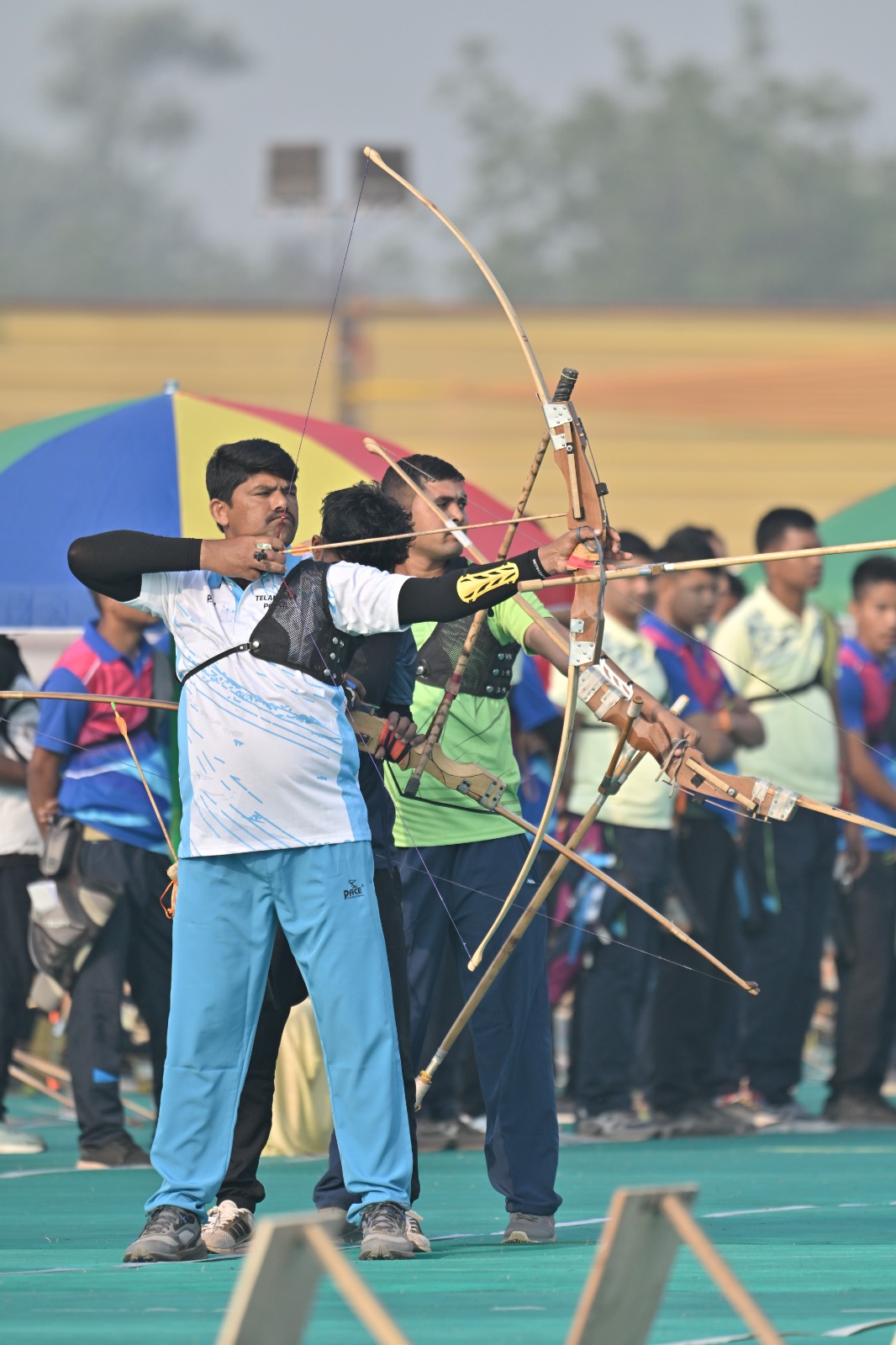 चौदहवीं अखिल भारतीय पुलिस तीरंदाजी प्रतियोगिता का रोमांचक दृश्य