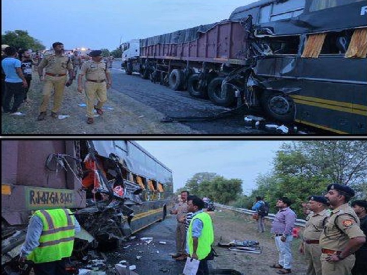  मथुरा यमुना एक्सप्रेसवे हादसा: वोल्वो बस और ट्रेलर की टक्कर में 4 की मौत, 20 घायल