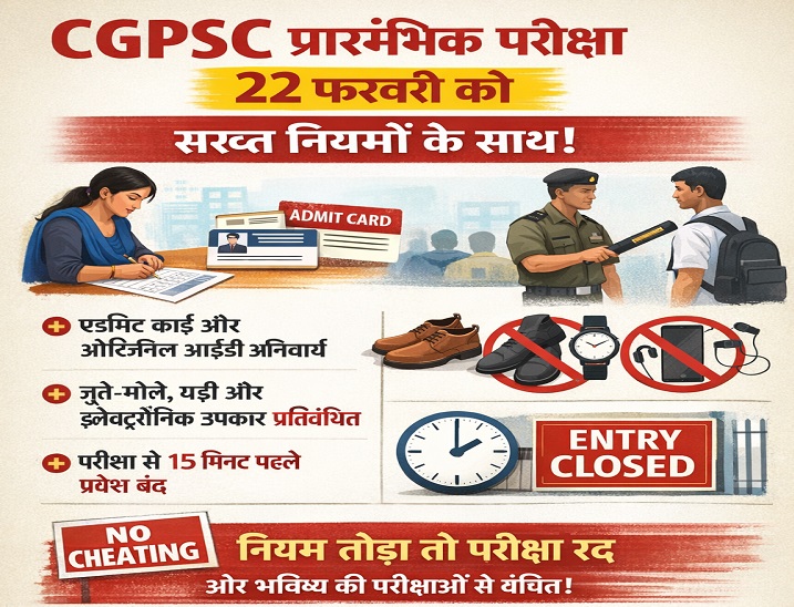 CGPSC प्रारंभिक परीक्षा को लेकर नियम और निर्देश जारी 