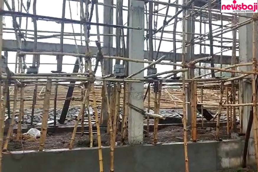 भिलाई सेक्टर 7 में निर्माणाधीन स्पोर्ट्स कॉम्प्लेक्स की दीवारें गिर गईं.