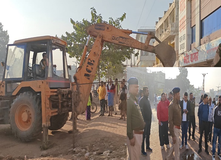 नगर निगम भिलाई के प्रशासन ने अतिक्रमणधारियों पर की कार्रवाई 