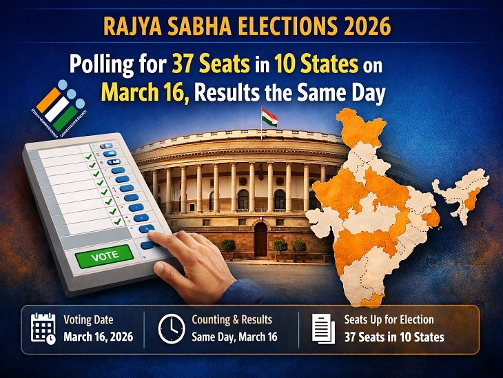 राज्यसभा चुनाव 2026, 10 राज्यों की 37 सीटों पर 16 मार्च को मतदान, छत्तीसगढ़ की 2 सीटें भी शामिल