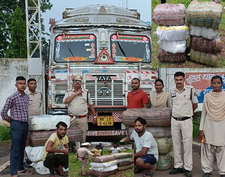 राजनांदगांव पुलिस ने गांजा की बढ़ी खेप बरामद की।