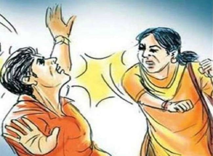 पत्नी और पति का विवाद, इतना बढ़ा कि उसने कर दी पिटाई।